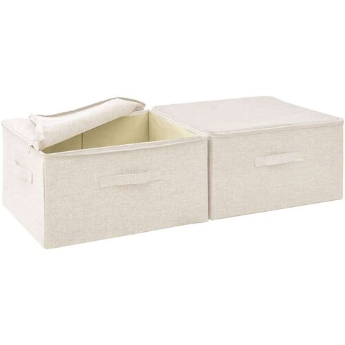 VidaXL Kutije za pohranu 2 kom od tkanine 43 x 34 x 23 cm krem Slike
