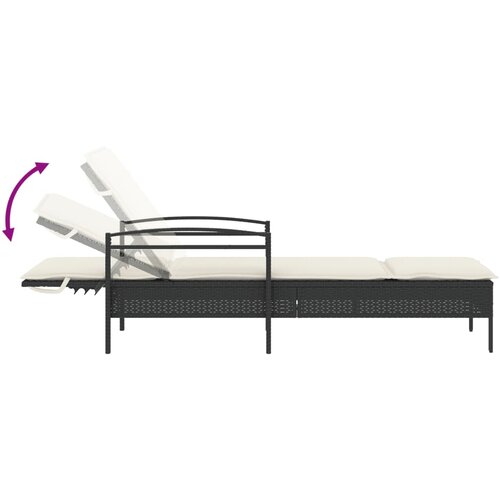  Ležaljka za sunčanje s jastukom crna 63x200x81 cm poliratan Slike