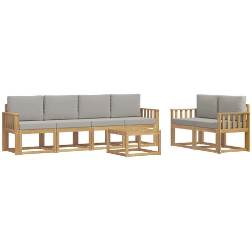  Set vanjskih sofa 7 kom. Bijela i svjetlosiva Poliester Smeđa 59 x 59 x 37 cm Slike