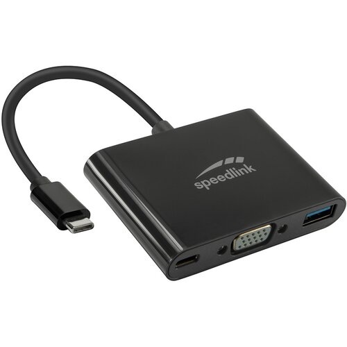  Adapter kabl Type-C 3u1, SPEEDLINK 3in1 -C to VGA, , -C Adapter, HQ, SL-180027-BK Slike