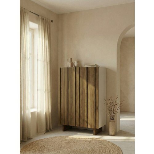 Marckeric Kremno bela/v naravni barvi omarica iz masivnega bora 90x120x43 cm Marlo &amp;ndash; Slike