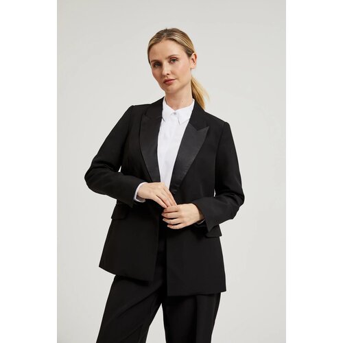 Moodo Women's elegant blazer with decorative lapels - black Slike