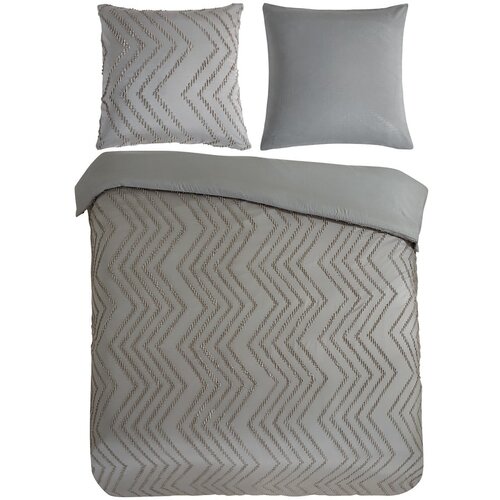 Good Morning Siva/rjava posteljnina za zakonsko posteljo/podalj&amp;scaron;ana iz mikrovlaken 200x220 cm Pure Zigzag &amp;ndash; Slike