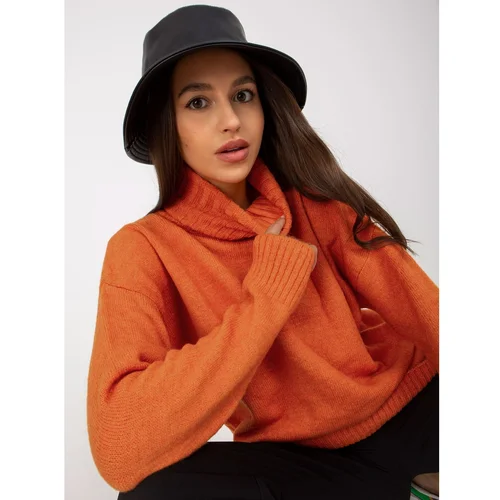 Fashion Hunters Dark orange turtleneck sweater in a loose cut RUE PARIS Fashion Hunters Dark orange turtleneck sweater in a loose cut RUE PARIS