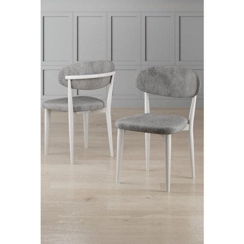 Hanah home set trpezarijskih stolica Onex 6 kom, siva bukle tkanina, bele drvene noge Cene