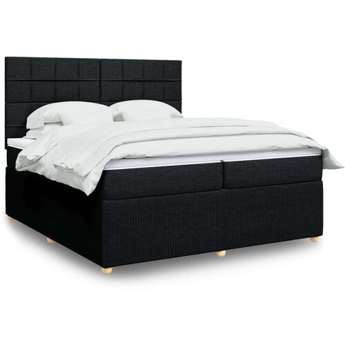 vidaXL Box spring postelja z vzmetnico črn 200x200 cm blago Cene