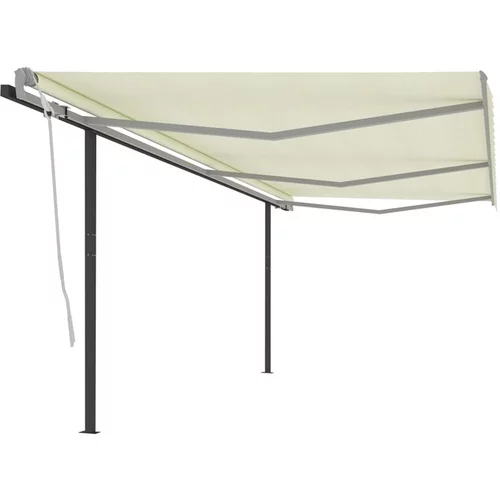  Ročno zložljiva tenda s stebrički 6x3 m krem