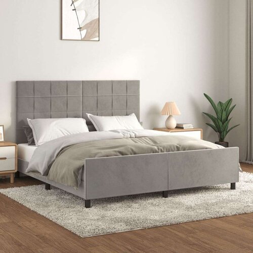  Okvir za krevet s uzglavljem svjetlosivi 160x200 cm bar&amp;scaron;unasti Slike
