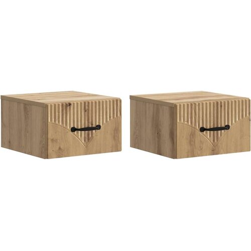  Noćni ormarić za montažu na zid s ladicama 2 pcs Hrast artisan Cijene