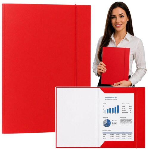  Cardboard Folder with Elastic Band, Lacquered, A4, 300 g/m2, Red Cijene