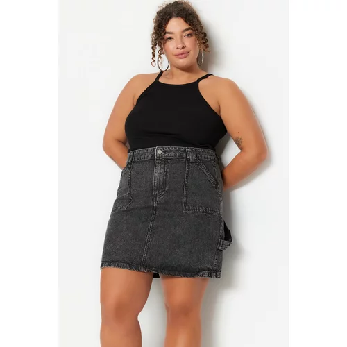 Trendyol Curve Plus Size Skirt - Gray - Mini