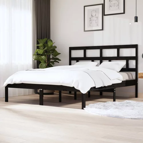 Okvir za krevet od masivnog drva crni 180 x 200 cm 6FT bračni