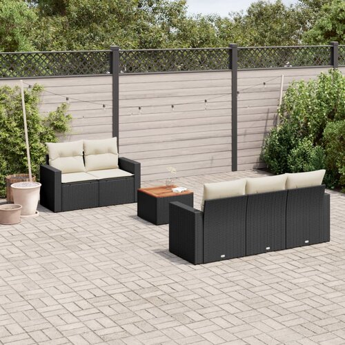 vidaXL 6-dijelni set vrtnih sofa s jastucima crni od poliratana Cijene