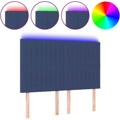 Maison Chic led posteljno vzglavje - vzglavna omarica - nočna omarica modro 144x5x118/128 cm blago, (21712206) Slike