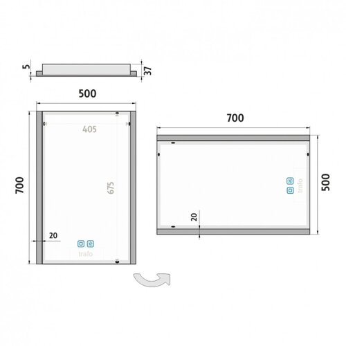  NIMCO ZP 11001VX - LED ogledalo za kupatilo sa pozadinskim osvetljenjem 3000-6500K 70x50 cm IP44 Slike