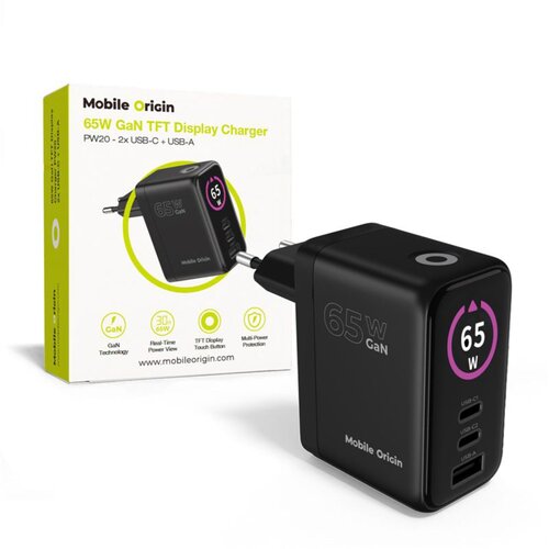 MOBILE ORIGIN 65W GaN Charger PW20 2x USB-C + USB-A Slike