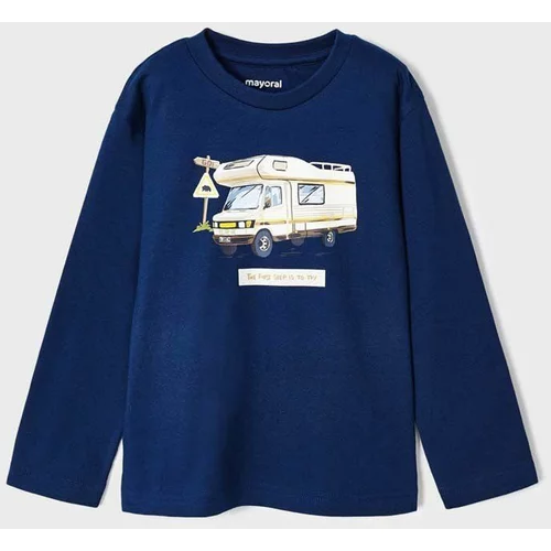 Mayoral Otroška bombažna majica z dolgimi rokavi mornarsko modra barva