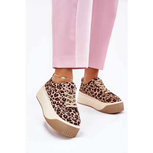 Boto Sneakers On Massive Platform Smooth Beige Tirvanis Slike
