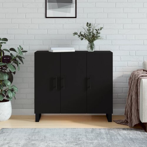 VidaXL Komoda Črna 90x34x80 cm konstruiran les Slike