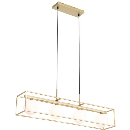 QAZQA Dizajnerska stropna svetilka zlata z belimi štirimi lučmi - Aniek