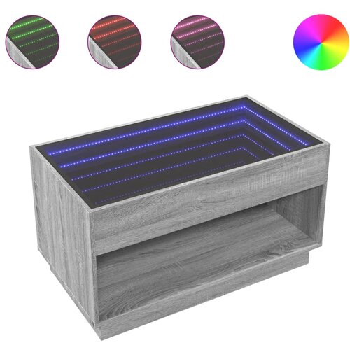 Maison Chic Klubska mizica - kavna mizica - Nizka mizica z neskončnimi LED siva sonoma 90x50x50 cm, (21752277) Cene
