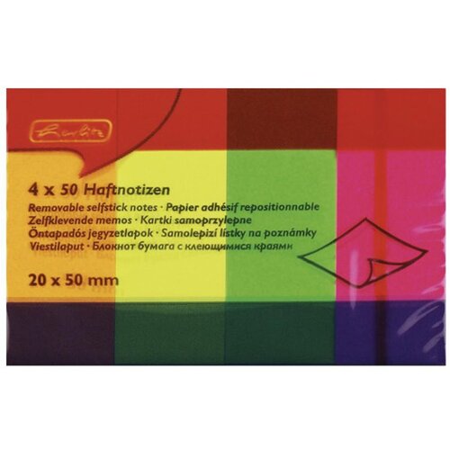 Herlitz Blok zastavice samoljepljive 20x50 mm, 50 zastavica, 4 neonske boje, papir, Slike