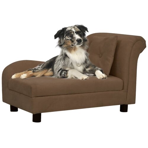 VidaXL Pasji kavč z blazino rjav 83x44x44 cm pli&amp;scaron; Slike