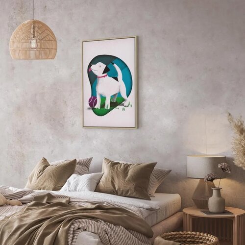  Slika - Dog and Ball (1 Part) Vertical 80x120 U prirodnom drvenom okviru Slike