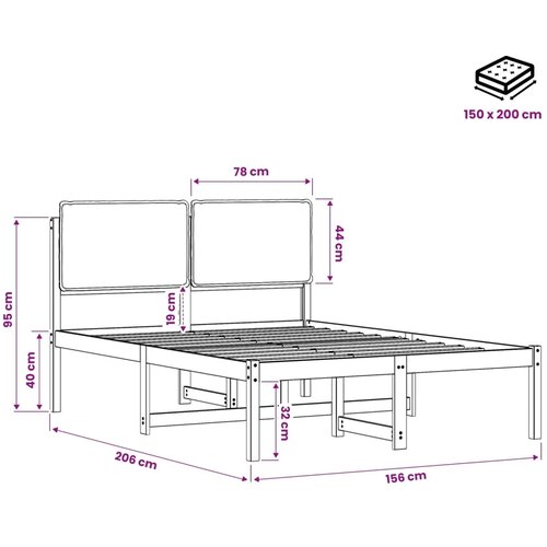  Krevetni okvir s tapiciranim uzglavljem Prirodna i svjetlosiva - Prirodna i svjetlosiva 150 x 200 cm Slike