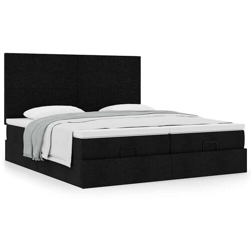 vidaXL Otomanski posteljni okvir z vzmetnicami črn 200x200 cm blago Cene