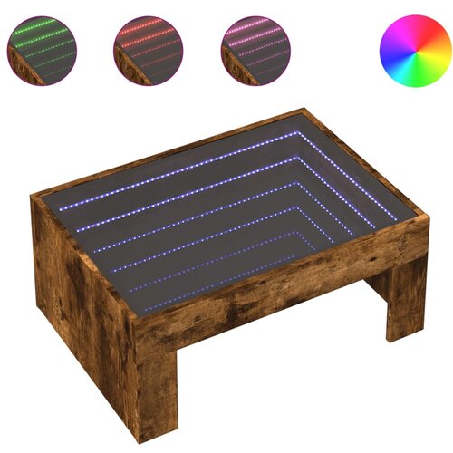Maison Chic Klubska mizica - kavna mizica - Nizka mizica z neskončnimi LED dimljen hrast 70x50x30 cm, (21751904) Slike