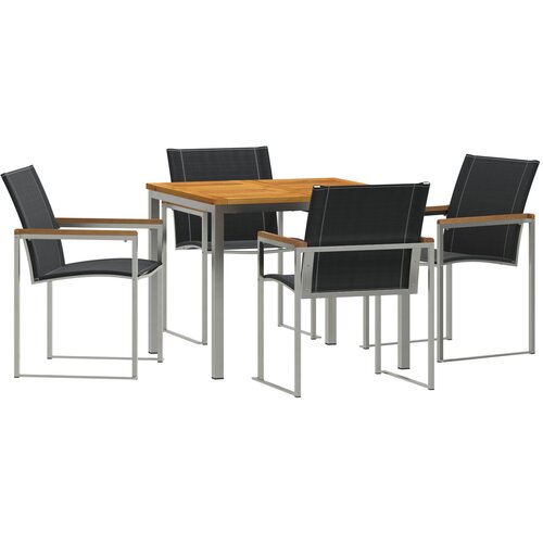 VidaXL 5-dijelni vrtni stolni set od masivnog bagremovog drveta, vanjski stol 90x90x74.5 cm od masivnog bagremovog drveta Slike