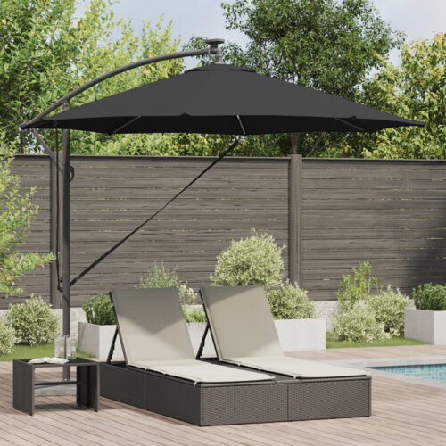 VidaXL Samostojeći banana suncobran Crna 294 x 294 x 248 cm Slike