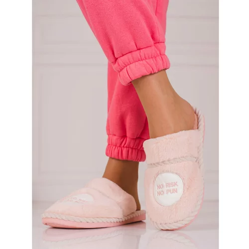 SHELOVET Pink women's slippers with Fur