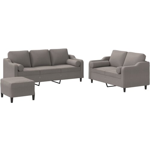  3-dijelni set sofa s jastucima smeđesivi od tkanine Slike