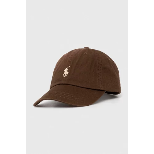 Polo Ralph Lauren Bombažna bejzbolska kapa rjava barva