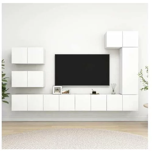  Komplet TV omaric 8-delni bela iverna plošča