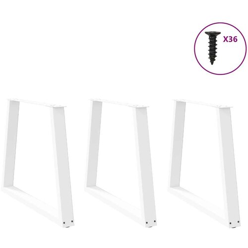  Noge za blagovaonski stol V-oblik 3 kom bijele 80x(72-73 3) cm Slike