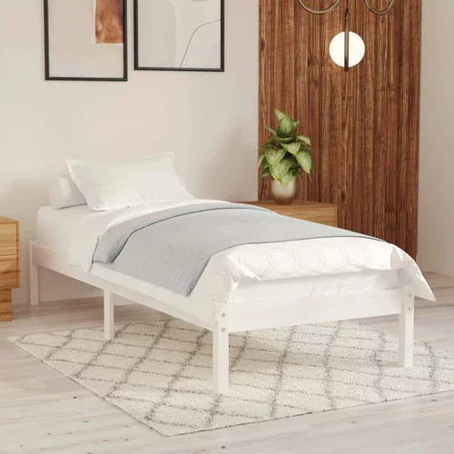  Okvir za krevet bijeli od masivnog drva 90 x 190 cm 3FT mali