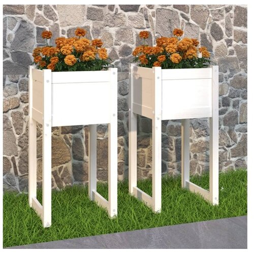  Visoka greda 2 kosa bela 40x40x81 cm trdna borovina Cene