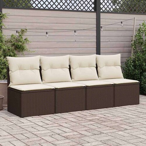 VidaXL 11-dijelni set vrtnih sofa poliratan i bagrem s jastucima smeđi Slike