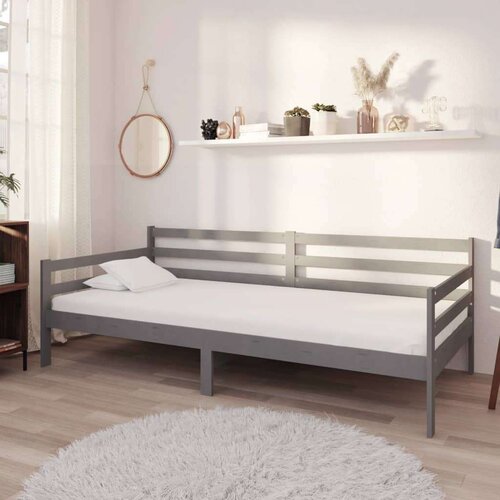  Dnevna postelja z vzmetnico 90x200 cm siva trdna borovina, (20646618) Slike