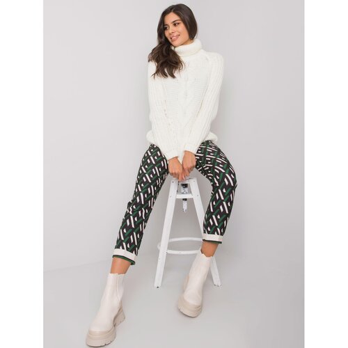 Fashion Hunters Black and green Dorchester patterned trousers Slike