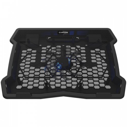 Canyon NS02, Cooling stand single fan with 2x2.0 USB hub, support up to 10&amp;rdquo;-15.6&amp;rdquo; laptop, ABS plastic and iron, Fans dimension:1 Slike
