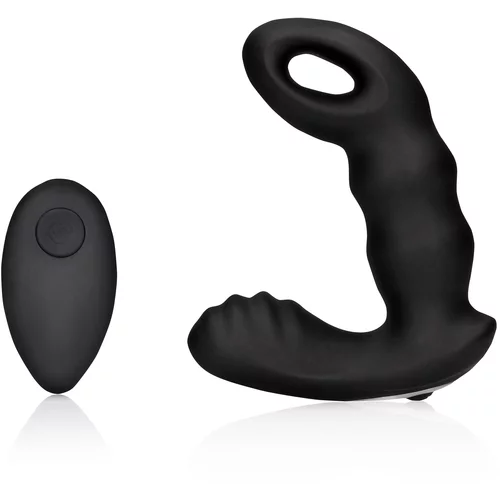 Ouch! Beaded Vibrating Prostate Massager with Remote Control Black
