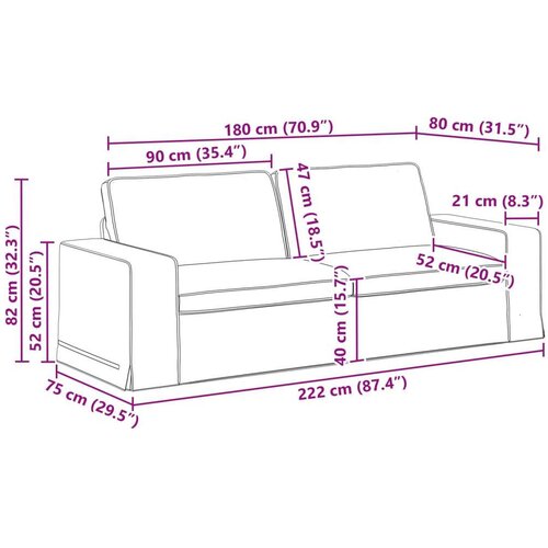 SOFA Tamnozelena 222 x 80 x 82 cm Metal Slike