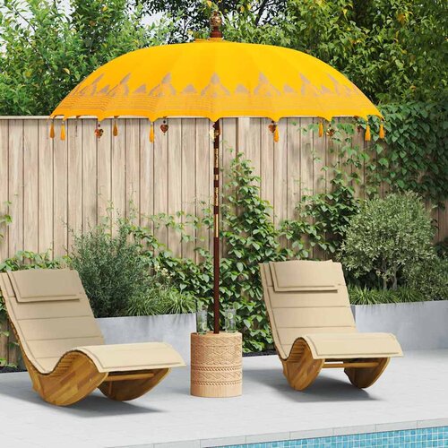 VidaXL Baline&amp;scaron;ki Parasol Žuta (210-220) x 260 cm Pamuk i čvrsto drvo Slike