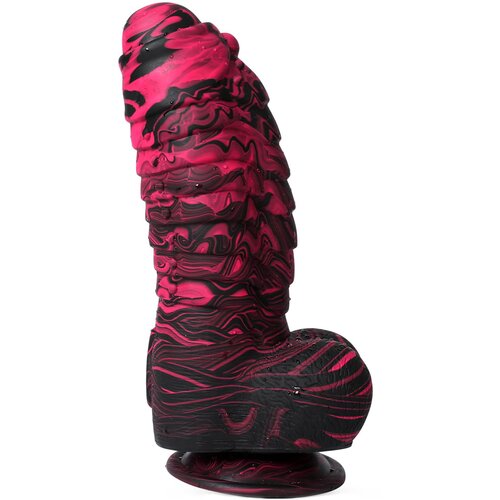 SuperLove Monster Dracarys Liquid Silicone Dildo Thick Red-Black Cene