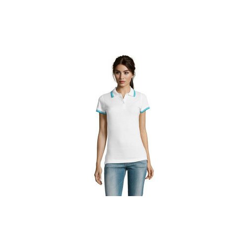 SOL'S Pasadena ženska polo majica sa kratkim rukavima Bela/aqua XL ( 300.578.01.XL ) Slike