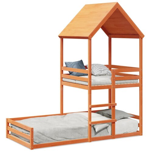 VidaXL Pograd s steho vo&amp;scaron;čeno rjav 90x190 cm trdna borovina Slike